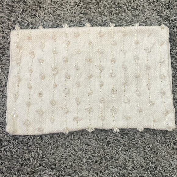 Anthropologie Woven Landen Pillow Cover Case Off White & Gold Rectangle home - Picture 7 of 10